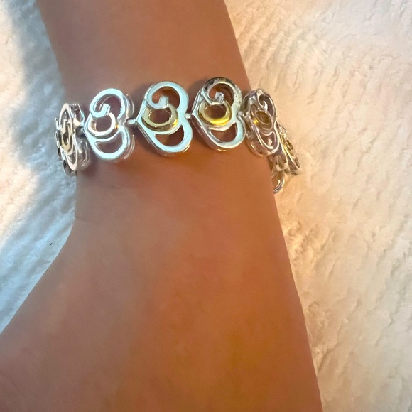 Supreme Silver n Gold Interlocking Hearts Bracelet - Picture 2 of 9